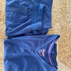 healing hands Navy Blue V-Neck Medical Scrub Top